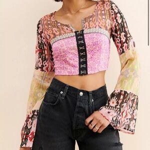 Free People Walk That Walk Boho  Crop Top